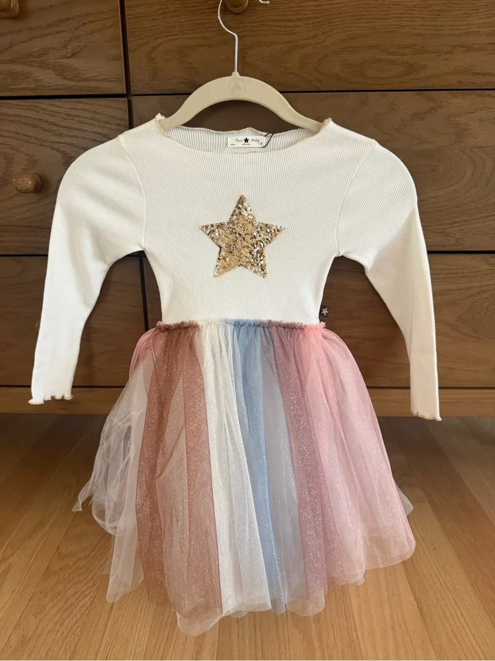 Petite Hailey Sequin Star Tulle Dress Girls 4 NWT